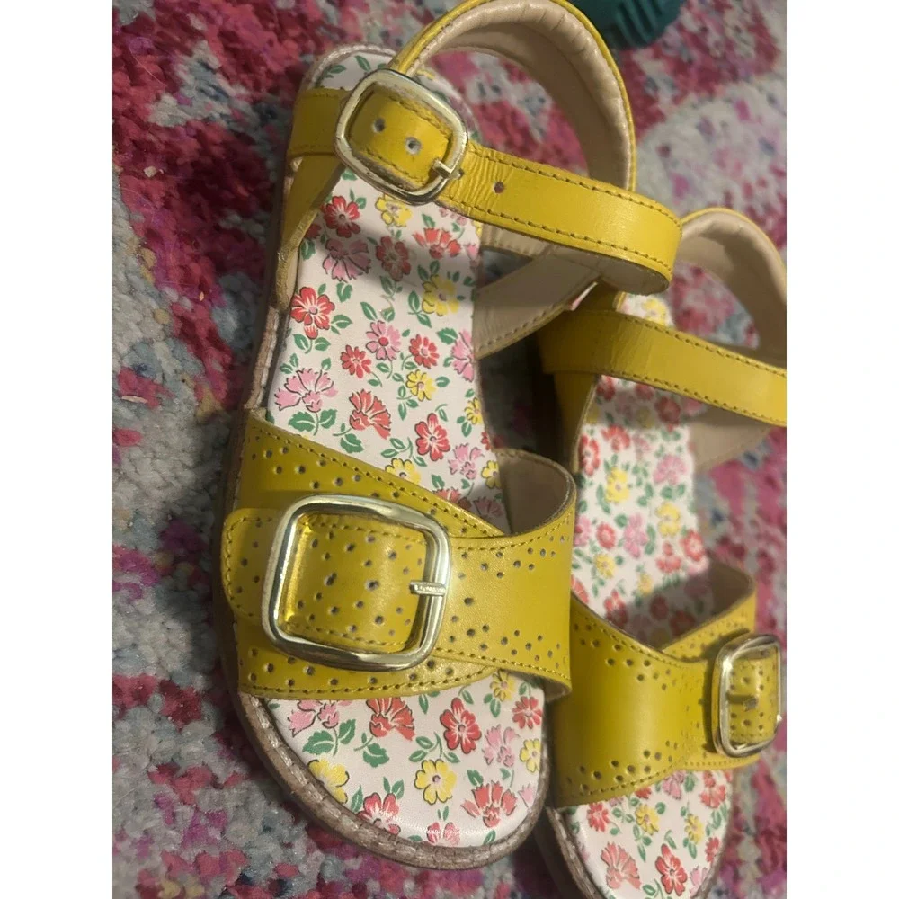 Kids‎ Yellow Floral Print Leather Buckle Sandals Toddler Child